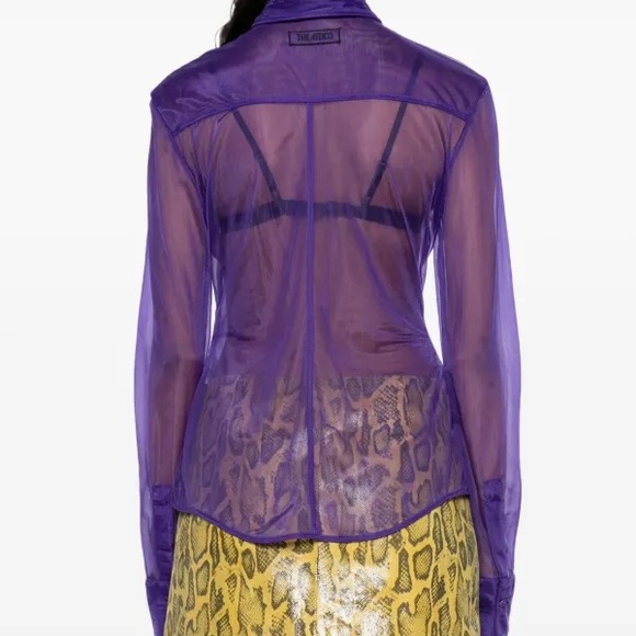 The Attico Vibrant Purple Sheer Button Down Shirt - Picture 4 of 5